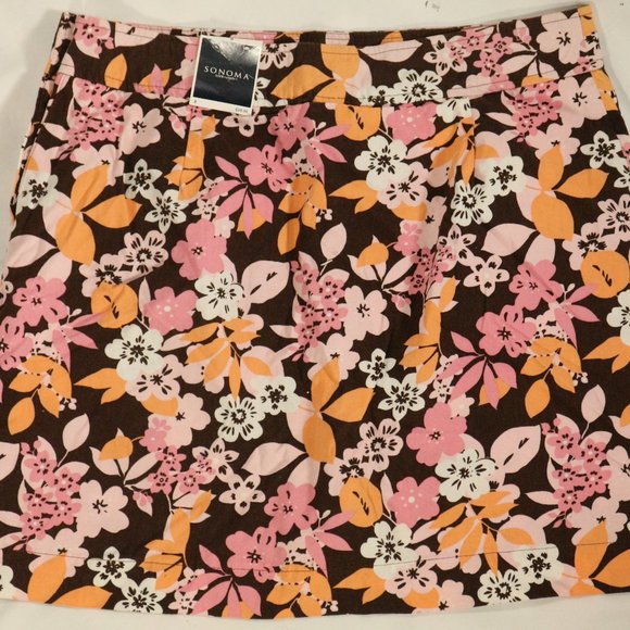 SONOMA Misses Multicolor Floral Skort Skirt Short Sz 8 US - Picture 10 of 10
